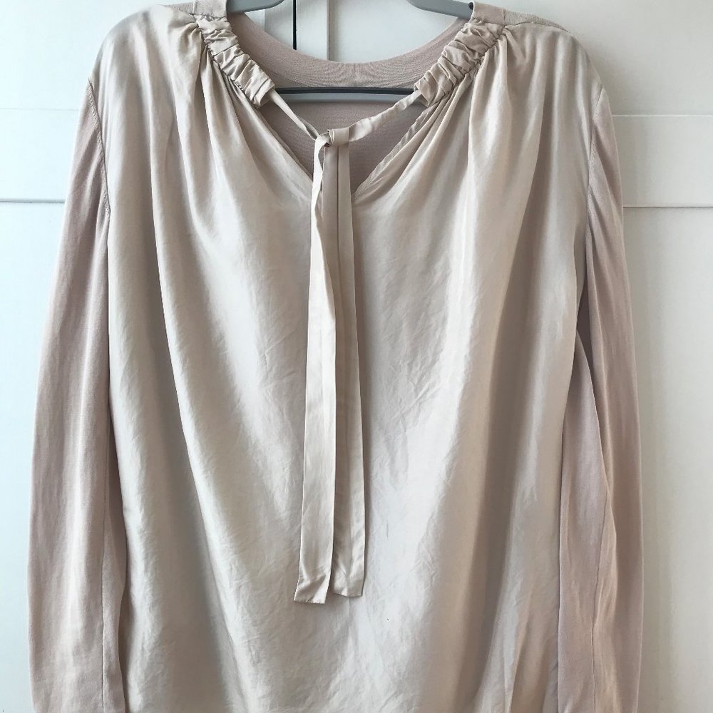 COS SILK & COTTON TIE BACK SHIRT SMALL